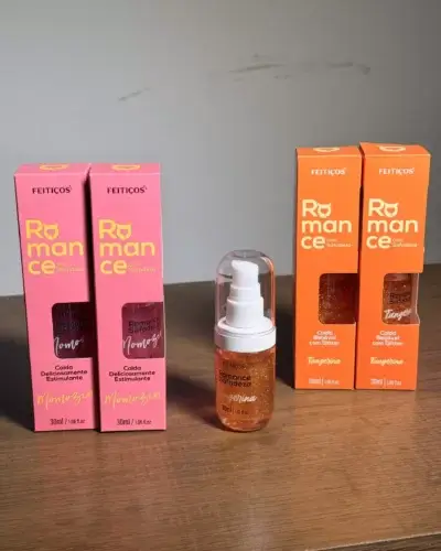 Calda beijável romance com safadeza sabor tangerina 30ml loja Prazer com Alê
